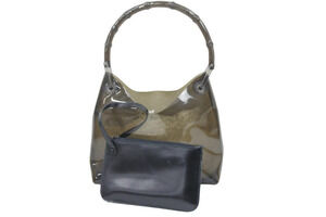 Gucci Bamboo Handbag Hobo Bag Jackie Clear Black Leather